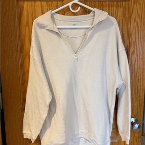 Aerie Cream Quarter-Zip Sweatshirt